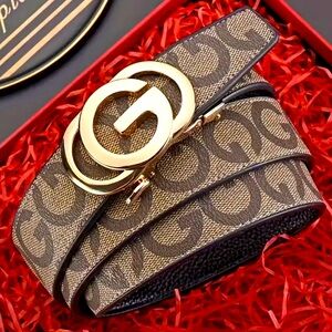 Unisex “BIG G” Gold Initial Printed Buckle Belt Plus Size XXL 2XL 47” Long